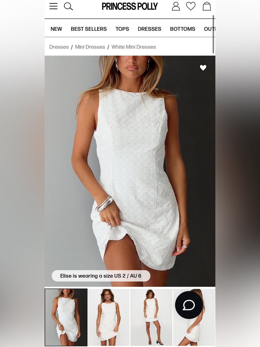 NEW Princess Polly Pacie Broderie, Pointelle Mini Dress White Graduation, Bridal - Picture 10 of 12
